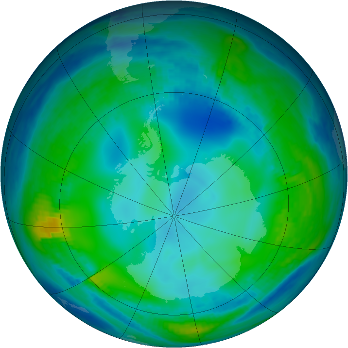 Antarctic ozone map for 25 May 1999